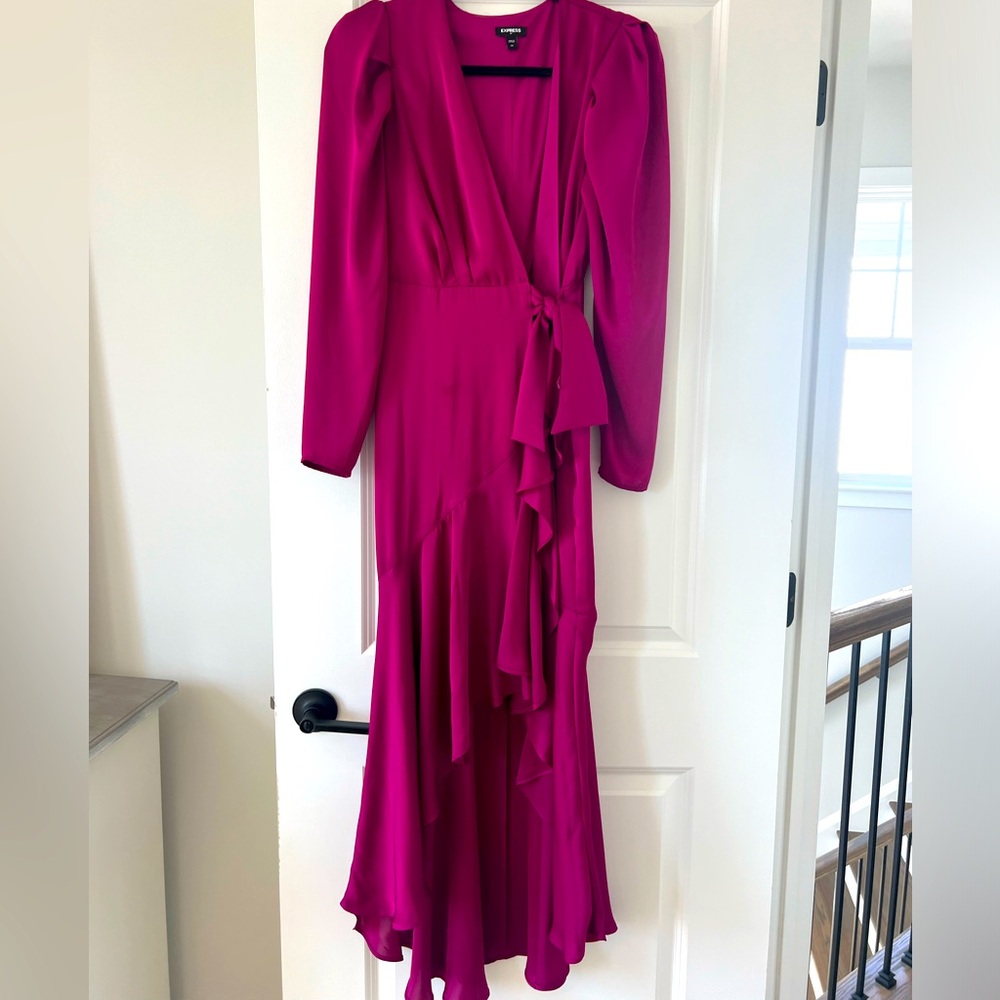 Fushia silk wrap dress (XS)